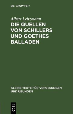Cover Die Quellen von Schillers und Goethes Balladen (eBook, PDF)