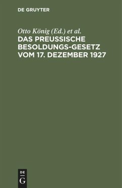 Das preußische Besoldungsgesetz vom 17. Dezember 1927