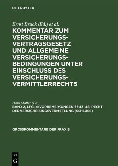 Cover Vorbemerkungen §§ 43-48. Recht der Versicherungsvermittlung (Schluß) (eBook, PDF)
