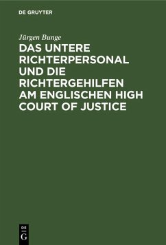 Cover Das untere Richterpersonal und die Richtergehilfen am englischen High Court of Justice (eBook, PDF)