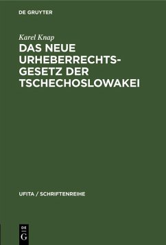 Cover Das neue Urheberrechtsgesetz der Tschechoslowakei (eBook, PDF)