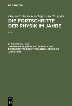 Cover Die Fortschritte der Physik der Materie im Jahre 1883