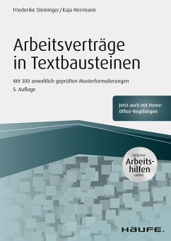 Arbeitsverträge in Textbausteinen - inkl. Arbeitshilfen online (eBook, PDF) - Steininger, Friederike; Herrmann, Kaja