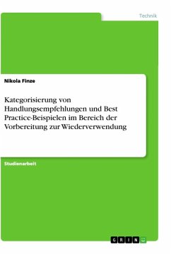 Kategorisierung von Handlungsempfehlungen und Best Practice-Beispielen im Bereich der Vorbereitung zur Wiederverwendung - Finze, Nikola