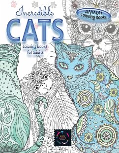 Animal coloring books INCREDIBLE CATS coloring books for adults. - Coloring, Happy Arts