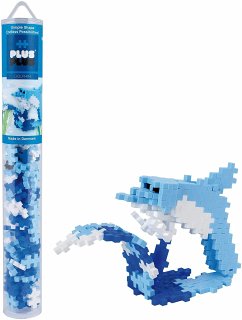 Plus-Plus® 9604113 - Delfin, Tube, 100 Bausteine, Konstruktionsspielzeug, 4-farbig