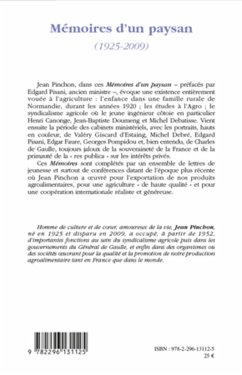 Mémoires d'un paysan - Pinchon, Jean