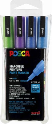 uni-ball Marker POSCA PC-3M Glitter kalte Farben 4er Set