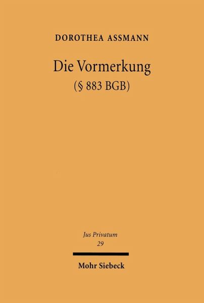 Die Vormerkung (§ 883 BGB) (eBook, PDF)