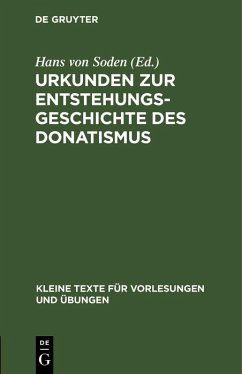 Cover Urkunden zur Entstehungsgeschichte des Donatismus (eBook, PDF)