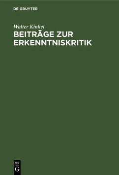 Beiträge zur Erkenntniskritik (eBook, PDF) - Kinkel, Walter