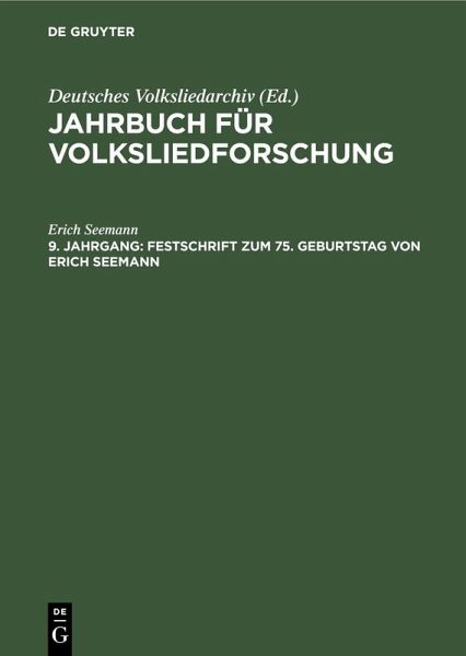Festschrift zum 75. Geburtstag von Erich Seemann (eBook, PDF)