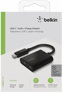 Belkin RockStar USB-C Audio- und Ladeadapter, schwarz F7U081btBLK