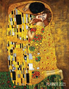 Gustav Klimt Planner 2021: The Kiss Daily Organizer (12 Months) Romantic Gold Art Nouveau / Jugendstil Painting For Family Use, Office Work, Meet - Notebooks, Shy Panda