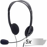 5x ednet Multimedia Stereo Headset mit Mikrofon 1,8m