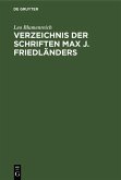 Verzeichnis der Schriften Max J. Friedländers (eBook, PDF)