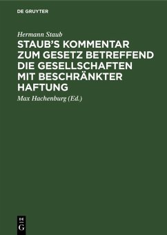 Cover Staub's Kommentar zum Gesetz betreffend die Gesellschaften mit beschränkter Haftung (eBook, PDF)