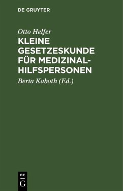 Cover Kleine Gesetzeskunde für Medizinalhilfspersonen (eBook, PDF)