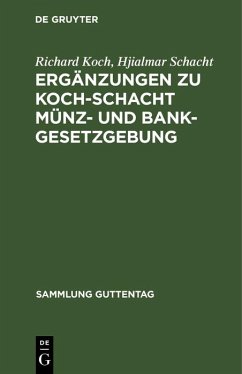 Cover Ergänzungen zu Koch-Schacht Münz- und Bankgesetzgebung (eBook, PDF)