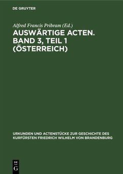 Cover Auswärtige Acten. Band 3, Teil 1 (Österreich) (eBook, PDF)