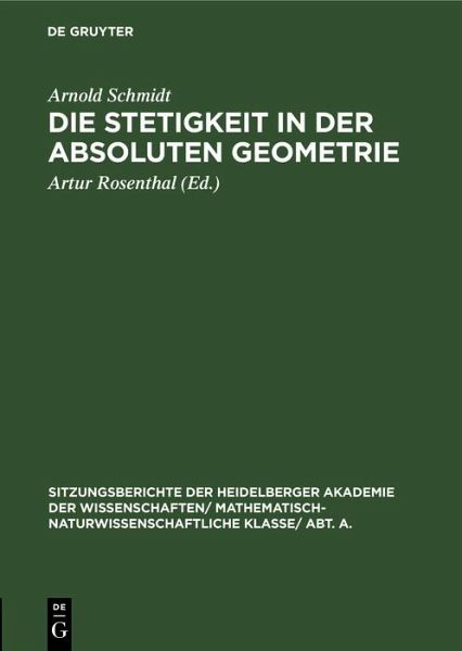 Die Stetigkeit in der absoluten Geometrie (eBook, PDF)