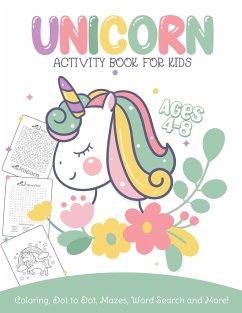 Unicorn Activity Book For Kids Ages 4-8 Coloring, Dot To Dot, Mazes, Word Search and More - Larson, Patricia