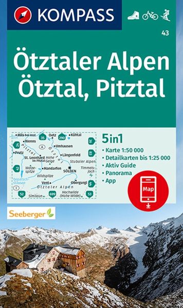 KOMPASS Wanderkarte 43 Ötztaler Alpen Ötztal Pitztal 1:50.000