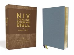 Niv, Thinline Reference Bible, Large Print, Genuine Leather, Buffalo, Blue, Red Letter Edition, Comfort Print - Zondervan