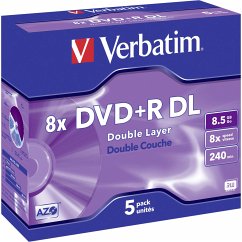 1x5 Verbatim DVD+R Double Layer 8x Speed, Jewel Case 8,5GB