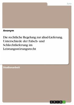 Die rechtliche Regelung zur aliud-Lieferung. Unterschiede der Falsch- und Schlechtlieferung im Leistungsstörungsrecht (eBook, PDF)