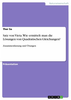 Satz von Vieta. Wie ermittelt man die Lösungen von Quadratischen Gleichungen? (eBook, PDF) - Sa, Ther