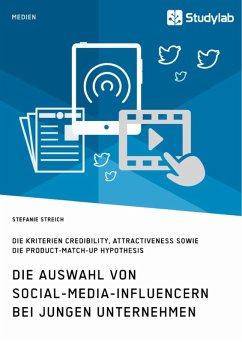 Die Auswahl von Social-Media-Influencern bei jungen Unternehmen. Die Kriterien Credibility, Attractiveness sowie die Product-Match-Up Hypothesis (eBook, PDF) - Streich, Stefanie