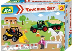 LENA® 01632 - Truckies Set Bauernhof, Schaufellader, Traktor und Zubehör, 13-teilig