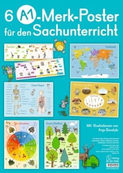 Merk-Poster: 6 A1-Merk-Poster für den Sachunterricht - Jahreskreis, Körper, Waldtiere, Epochen, Kontinente, vom Korn zum - 6 A1-Merk-Poster für den Sachunterricht - Jahreskreis, Körper, Waldtiere, Epochen, Kontinente, vom Korn zum Brot