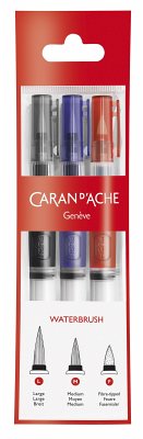 Caran d'Ache Pinsel mit Wasser-Reservoir 3er Set