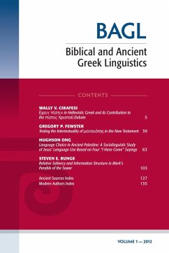 Cover Biblical and Ancient Greek Linguistics, Volume 1 (eBook, PDF)