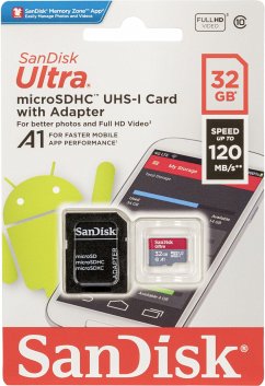 Cover SanDisk Ultra microSDHC A1 32GB 120MB/s Adapt.SDSQUA4-032G-GN6MA