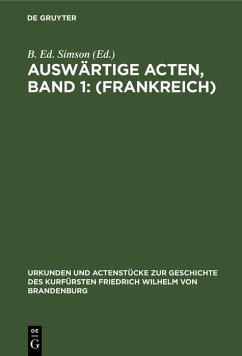 Cover Auswärtige Acten, Band 1: (Frankreich) (eBook, PDF)