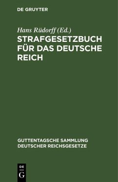 Cover Strafgesetzbuch für das Deutsche Reich (eBook, PDF)
