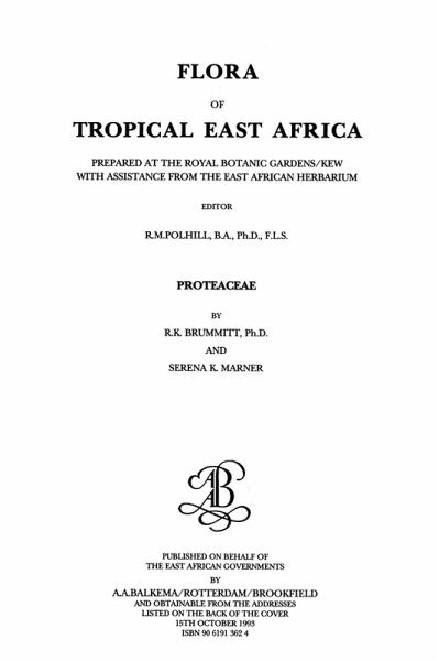 Flora of Tropical East Africa - Proteaceae (1993) (eBook, ePUB) Flora of Tropical East Africa - Proteaceae (1993) (eBook, ePUB)