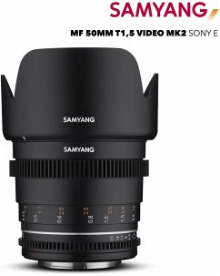 Samyang MF 50mm T1,5 VDSLR MK2 Objektiv für Sony E-Mount