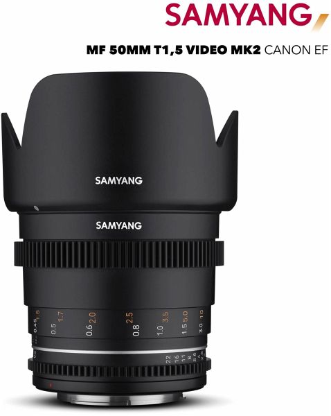 Samyang MF 50mm T1,5 VDSLR MK2 Objektiv für Canon EF Samyang MF 50mm T1,5 VDSLR MK2 Objektiv für Canon EF