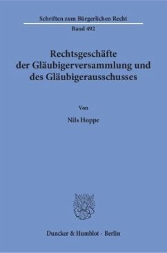 Rechtsgeschäfte der Gläubigerversammlung und des Gläubigerausschusses. (Mängelexemplar) - Hoppe, Nils