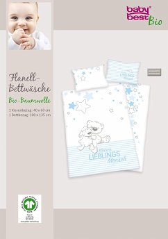 Cover Herding 2685919063 - Lieblingsmensch, blau, Flanell Bettwäsche Set, Bio Cotton, Mehrfarbig, 40 x 60 cm, 100 x 135 cm