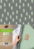 Geschenkpapier Set Weihnachten: Tannenbaum mit Schnee (grün, schwarz) für Kinder und Erwachsene