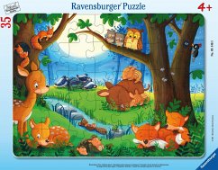 Cover Ravensburger 05146 - Wenn kleine Tiere schlafen gehen, Rahmenpuzzle, 35 Teile