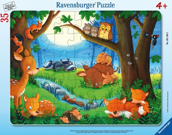Ravensburger 05146 - Wenn kleine Tiere schlafen gehen, Rahmenpuzzle, 35 Teile Ravensburger 05146 - Wenn kleine Tiere schlafen gehen, Rahmenpuzzle, 35 Teile