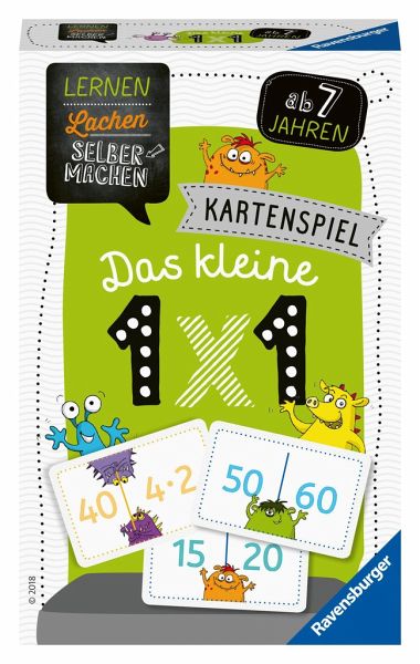 Juego de Cartas Juego de niños para 1 – 4 Jugadores Ravensburger 80350 – Lernen Lachen: Das Kleine 1 x 1 Juego de Aprendizaje a Partir de 7 años 