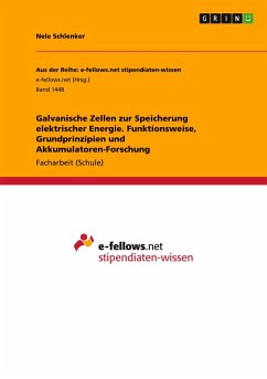 Galvanische Zellen zur Speicherung elektrischer Energie. Funktionsweise, Grundprinzipien und Akkumulatoren-Forschung Cover Galvanische Zellen zur Speicherung elektrischer Energie. Funktionsweise, Grundprinzipien und Akkumulatoren-Forschung