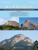 Notices of the International Congress of Chinese Mathematicians, Vol. 7, No. 2 (December 2019) Notices of the International Congress of Chinese Mathematicians, Vol. 7, No. 2 (December 2019)